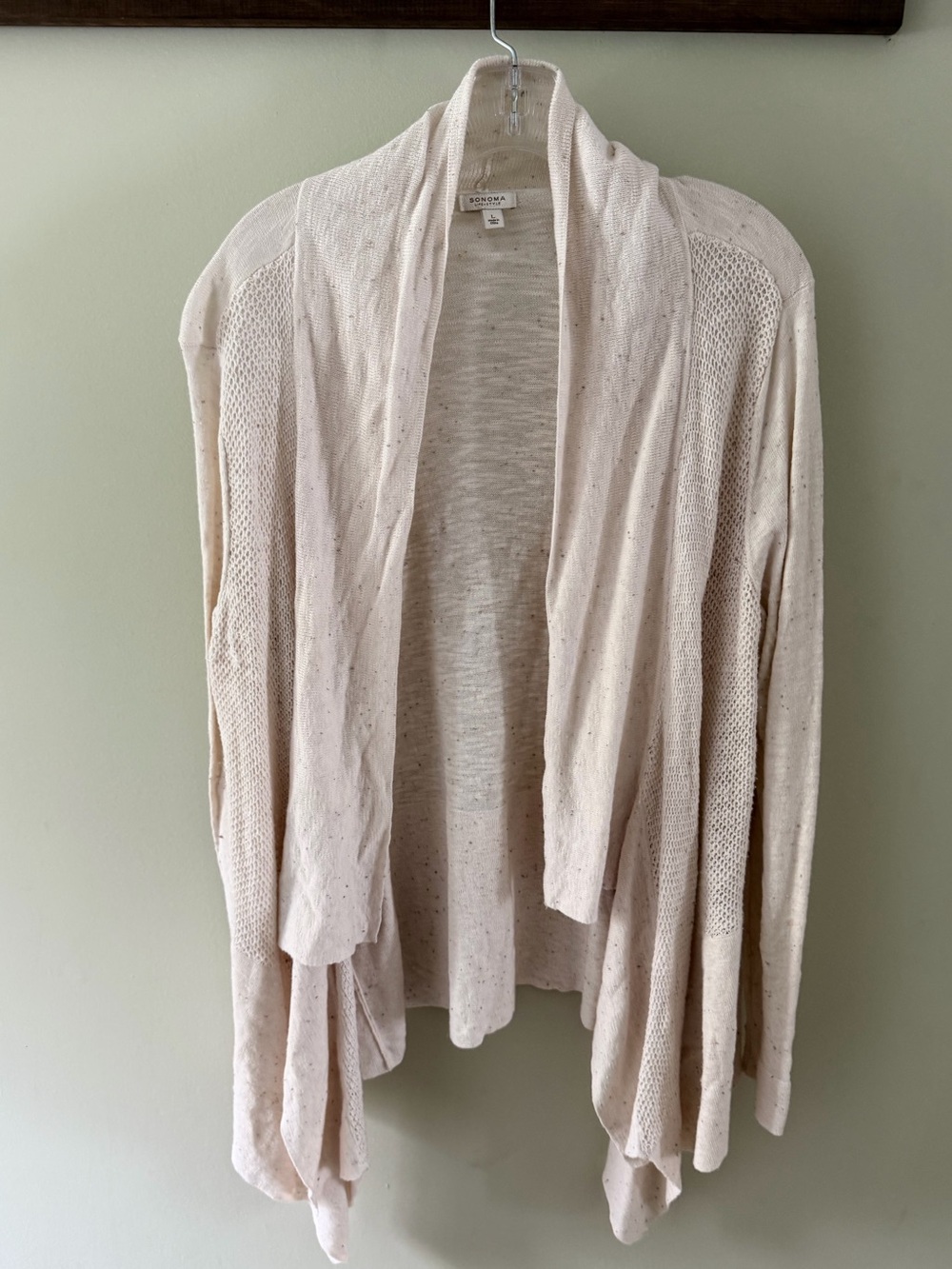 Soft Neutral Open-Front Draped Cardigan Large